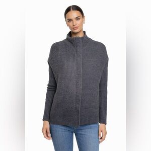 Poetry Womens Wool Organic Cotton Gray Full Zip Sweater Cardigan Fisherman Sz 8